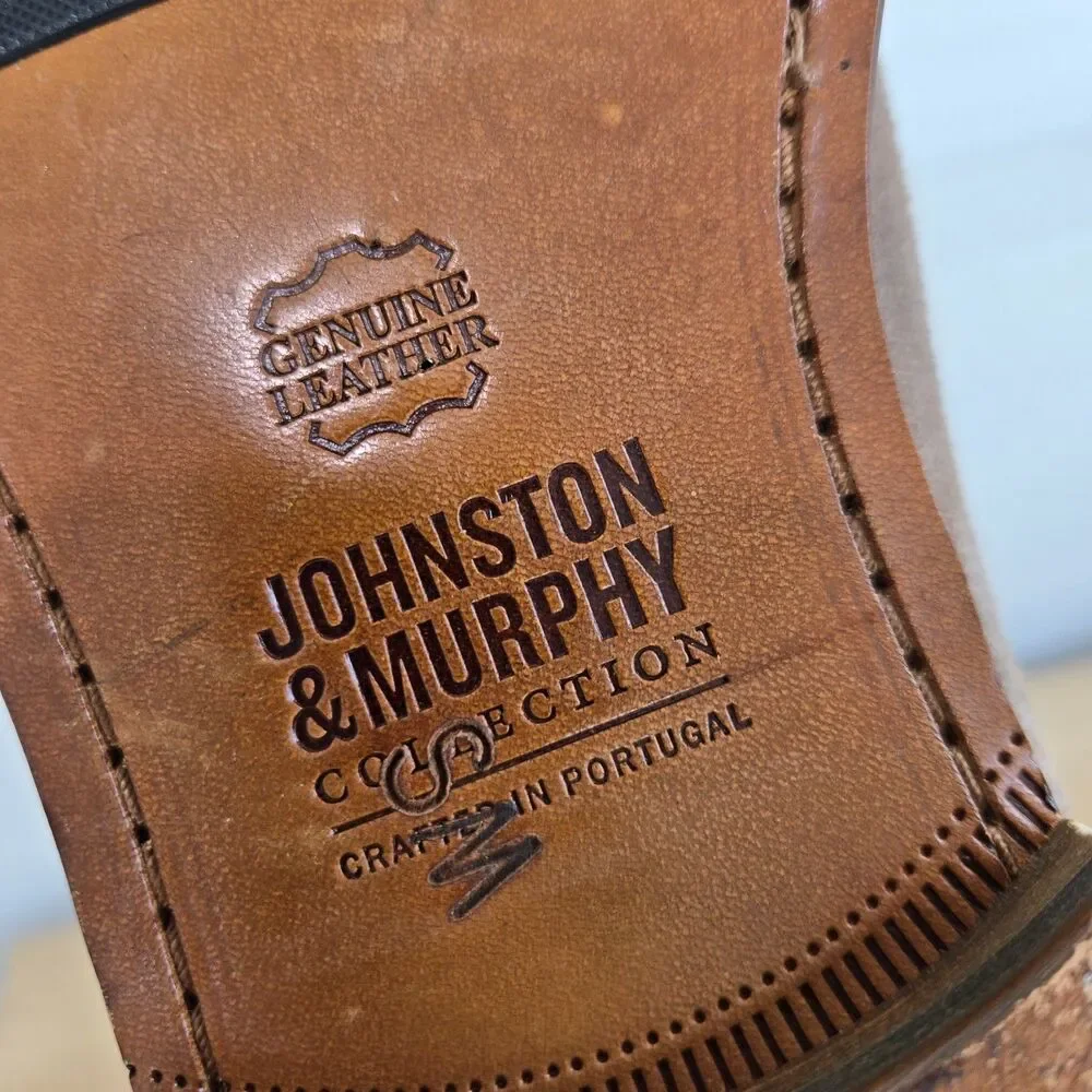 Johnston & Murphy Collection Hartley Chelsea Boots Suede Mens Sz 10M Taupe Brown